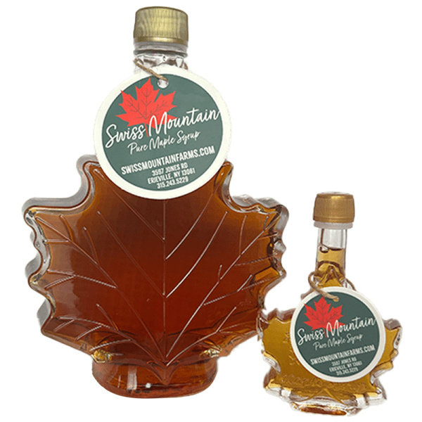 Maple Syrup in Glass Leaf Bottles